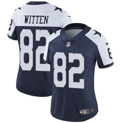 Women Nike Dallas cowboys 82 Witten dark blue white color Rush Limited Jersey