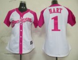 MLB Milwaukee Brewers 1 Hart Fielder Womens Pink Splash Fashion Jersey