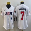 Women 2023 World Cup #7 Tim Anderson white USA majestic baseball jerseys 03