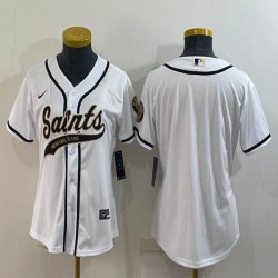 Women Nike New Orleans Saints blank white baseball jerseys Joint name-BD