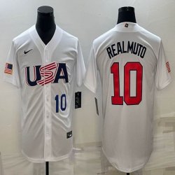 2023 World Cup #10 J.T. Realmuto white USA majestic baseball jerseys 01