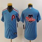 Youth Nike Philadelphia Phillies blank skyblue throwback majestaic baseball jersey 04