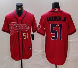 Houston Texans #51 Will Anderson Jr. red baseball jersey Joint Name 01