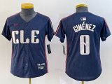 Youth Nike Cleveland Indians #0 Andres Gimenez blue majestic baseball jersey -BD