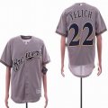 Milwaukee Brewers #22 Christian Yelich Gray majestic mlb baseball jerseys