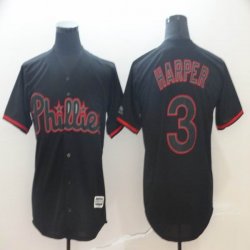 Philadelphia Phillies #3 Bryce Harper Lights Out Black majestic mlb Jersey-BD