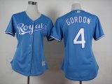 women kansas city royals Alex Gordon 4# light blue mlb jersey