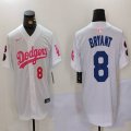 Nike Los Angeles Dodgers #8 Kobe Bryant white pink majestic baseball Jersey Joint name 01