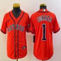 Women Nike Houston Astros #1 Carlos Correa orange majestic baseball jersey-BD