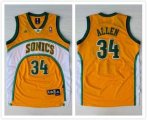 Seattle Supersonics #34 Ray Allen Soul Swingman white yellow nba Jersey