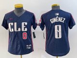 Youth Nike Cleveland Indians #0 Andres Gimenez blue majestic baseball jersey -BD 05