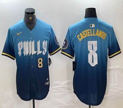 Nike Philadelphia Phillies #8 Castellanos skyblue majestaic baseball jersey city version-BD 03