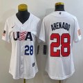 Women 2023 World Cup #28 Arenado white USA majestic baseball jerseys 05