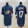 Los Angeles Dodgers #17 Shohei Ohtani Nike blue throwback baseball Jersey -BD 01