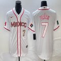 2023 World Cup Mexico #7 Julio Urias white majestic baseball jerseys 30