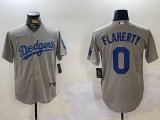 Los Angeles Dodgers #0 Jack Flaherty gray majestic baseball Jersey 01