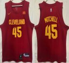 Nike Cleveland Cavaliers #45 Mitchell red nba basketball jerseys-HL