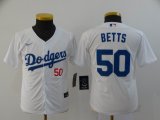 Custom Nike Los Angeles Dodgers #50 Mookie Betts white Youth majestic baseball jersey