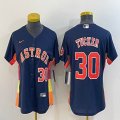 Women Nike Houston Astros #30 Kyle Tucker blue majestic baseball jersey