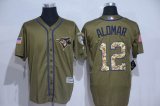 Toronto Blue Jays #12 Roberto Alomar dark bule throwback baseball jersey