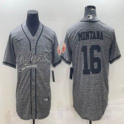 Nike San Francisco 49ers #16 Joe Montana Hemp grey baseball jerseys Joint name-BD