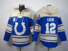 Indianapolis Colts #12 Andrew Luck blue beige nfl Hooded Sweatshirt