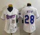 Youth Nike Texas Rangers #28 Jonah Heim white majestic baseball jerseys-XD 02