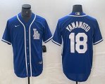 Nike Los Angeles Dodgers #18 Yoshinobu Yamamoto blue MLB baseball Jersey Joint name -BD