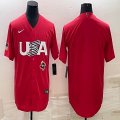 2023 World Cup blank red USA majestic baseball jerseys 01