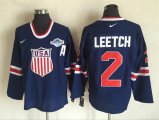 United States #2 Brian Leetch blue nike Hockey jerseys