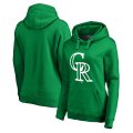 Women's Colorado Rockies Fanatics Branded Kelly Green St. Patrick's Day White Logo Pullover Hoodie