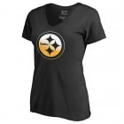 Women's Pittsburgh Steelers Pro Line by Fanatics Branded Black Gradient Logo V-Neck T-Shirt