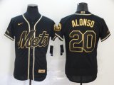 Nike New York Mets #20 Pete Alonso black gold Flexbase Authentic Collection Jersey