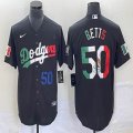 Mexico Dodgers #50 Mookie Betts black majestic baseball Jersey 02