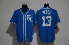 2017 Kansas City Royals #13 Salvador Perez blue Majestic baseball jerseys