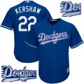 Custom Los Angeles Dodgers #22 Clayton Kershaw blue fashion majestic baseball Jersey