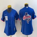 Youth Nike Texas Rangers blank blue majestic baseball jerseys Champions patch 01