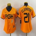 Youth Nike Pittsburgh Pirates #21 Roberto Clemente gold majestic baseball jerseys city version-BD 04