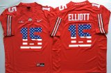 Ohio State Buckeyes Ezekiel Elliott 15 usa flag NCAA Football Jersey - Red