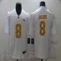 Custom Nike Baltimore Ravens #8 Lamar Jackson White Color Rush Limited Jerseys Flocking Leopard-WL