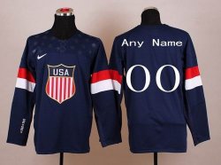 2014 Winter Olympics Hockey Customized Blue Jerseys