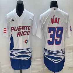 Puerto Rico Baseball #39 Edwin Diaz white 2023 World Baseball Classic Replica Player Jersey 06