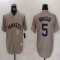 Nike New York Yankees #5 Joe DiMaggio gray throwback baseball jerseys 02