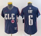 Youth Nike Cleveland Indians #6 Fry blue majestic baseball jersey -BD 01