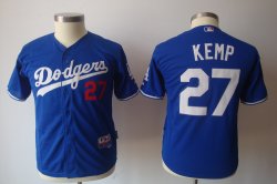 MLB Los Angeles Dodgers #27 Matt Kemp Blue Kid Jerseys