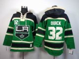 2014 NHL champion reebok Los Angeles Kings #32 Jonathan Quick green NHL hooded sweatshirt