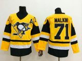 reebok Pittsburgh Penguins #71 Evgeni Malkin yellow nhl jersey A patch