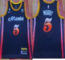 Atlanta Hawks #5 Dejounte Murray blue nba basketball Jerseys 6 patch-XD