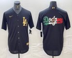 Nike Los Angeles Dodgers blank black gold majestic baseball Jersey -BD 07