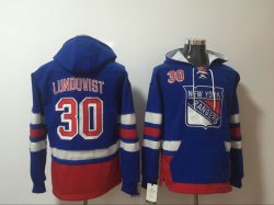 2017 Rangers #30 Henrik Lundqvist blue ice hockey Hooded Sweatshirt